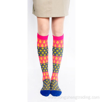 Knee high colorful drop shape spring girl's socks